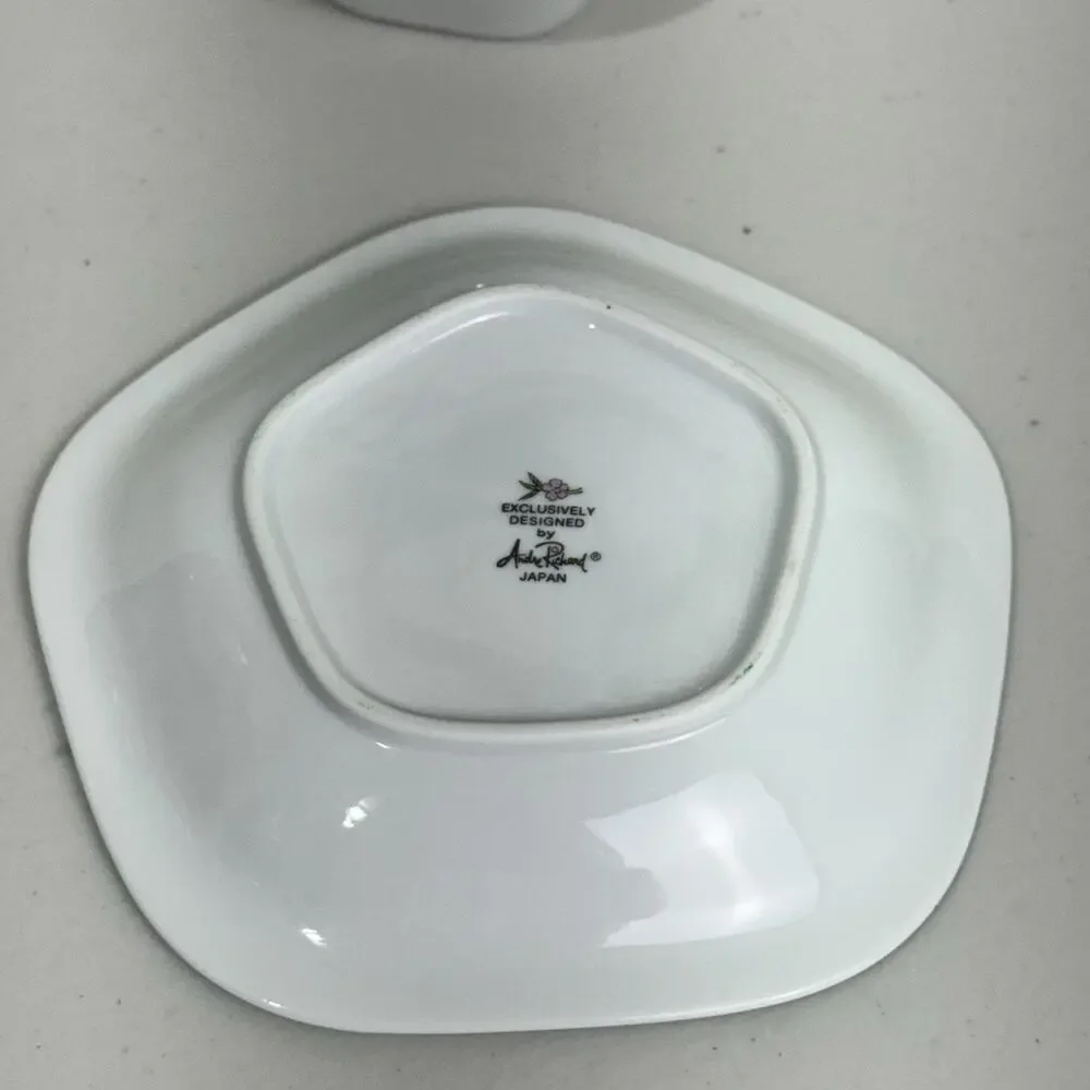 Andre Richard Japan VTG Porcelain Creamer Pitcher & Saucer Plate Indian Tree
